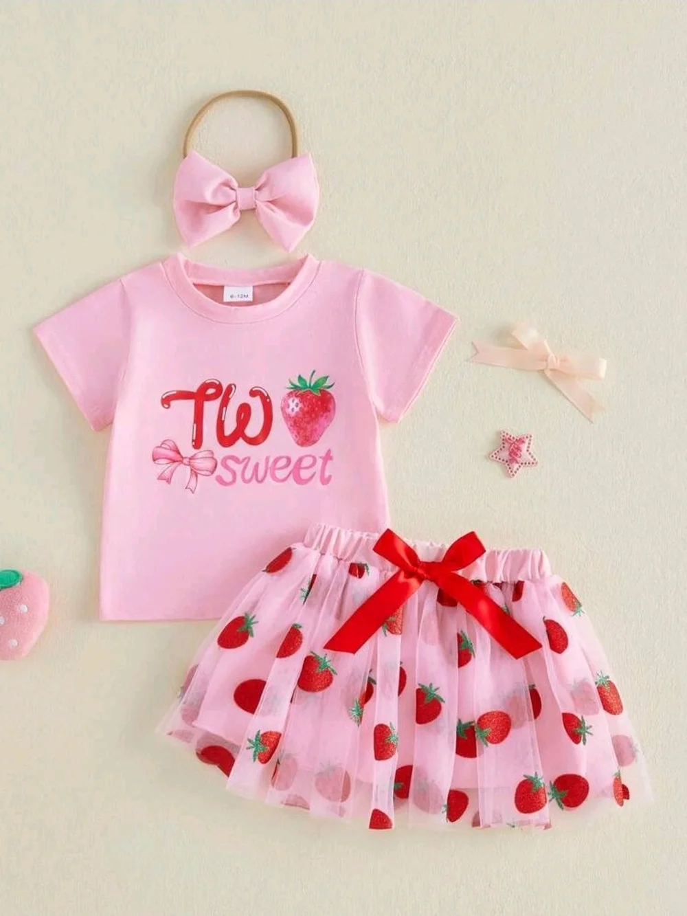 Two Sweet Pink Strawberry Kids Matching Set